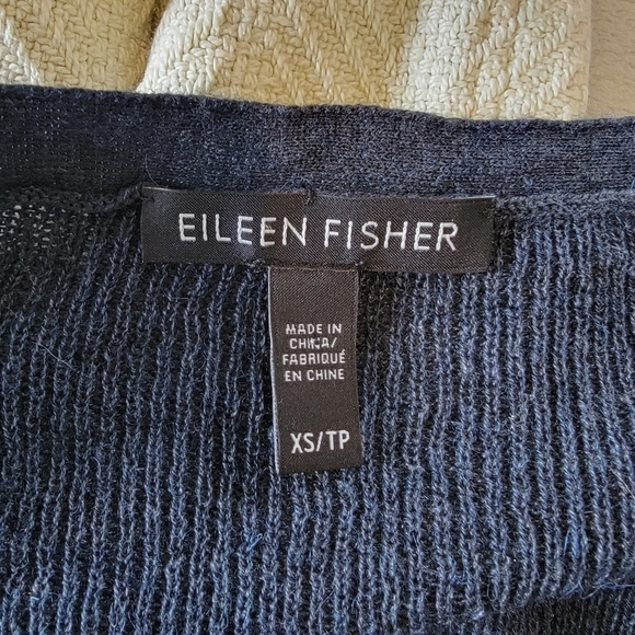 Eileen Fisher Wool Alpaca Blend Hi Low Knit Sweater Slate Blue Luxurious Size XS - Picture 6 of 9